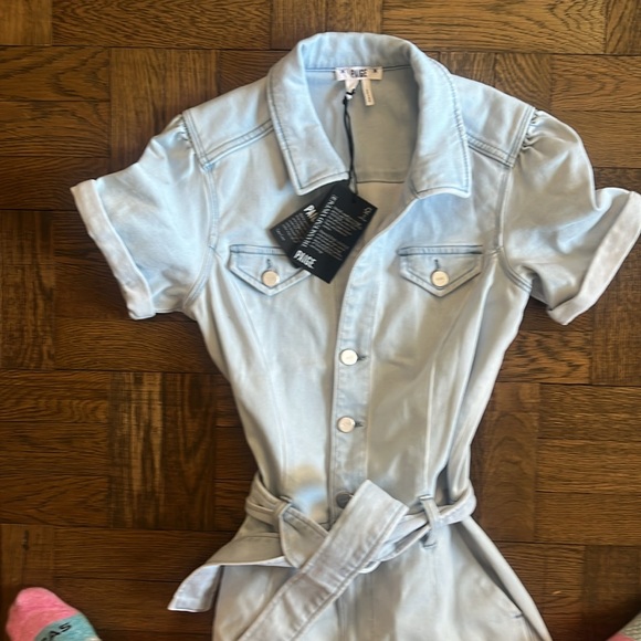 Paige Light Denim Anessa Puff Sleeve Jumpsuit - Picture 4 of 8